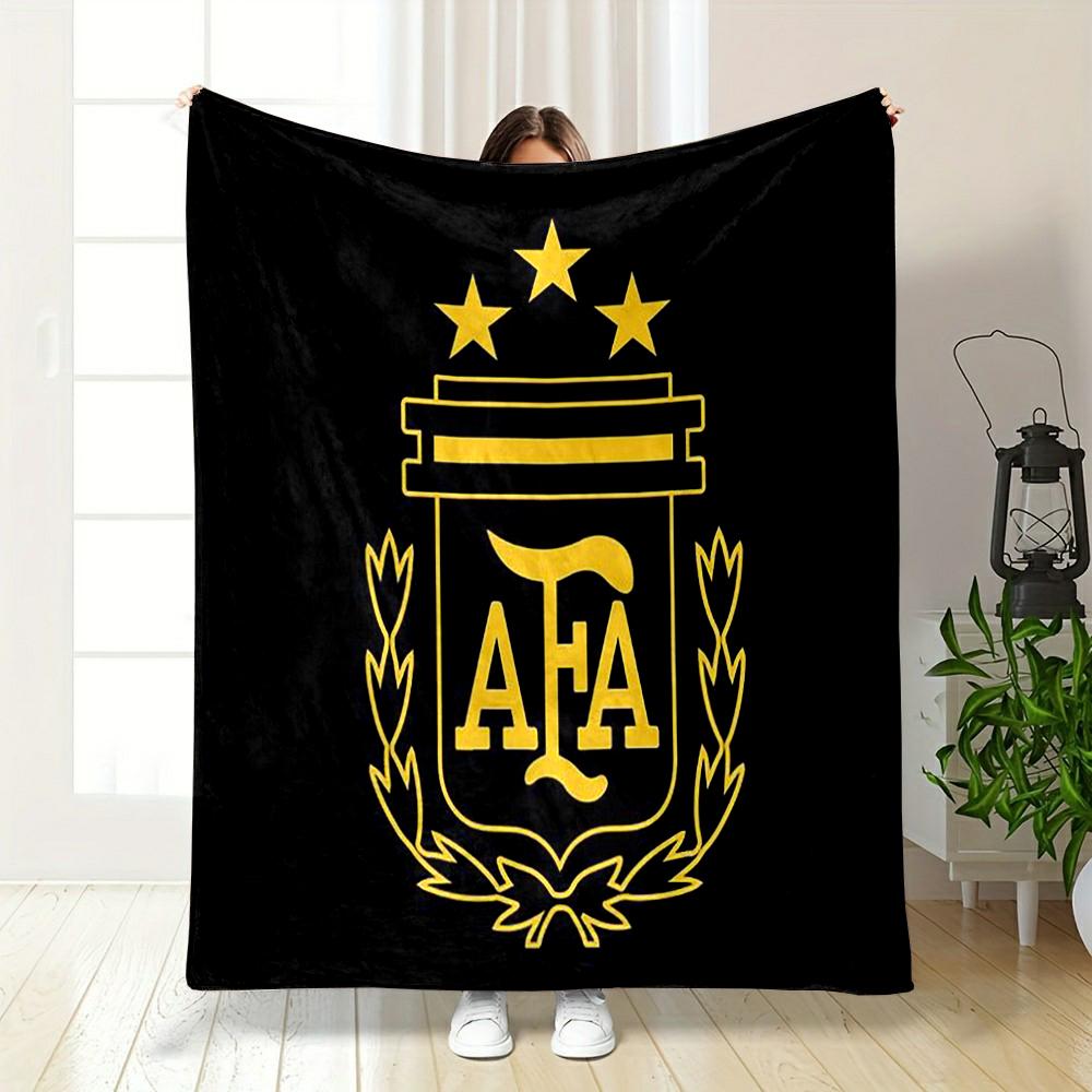 Black and Gold AFA Logo Designed Flannel Blanket for Bedroom, Living Room, Sofa, and Nap