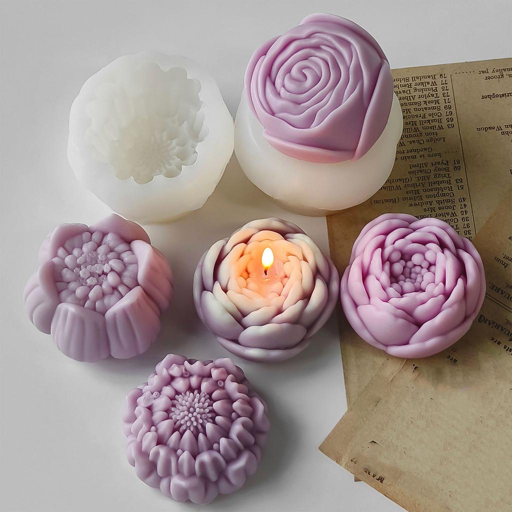 DIY Crafts and Handmade Soap Making Mold Flexible Flower Shape Candle Silicone Molds For DIY Crafts And Home Decoration