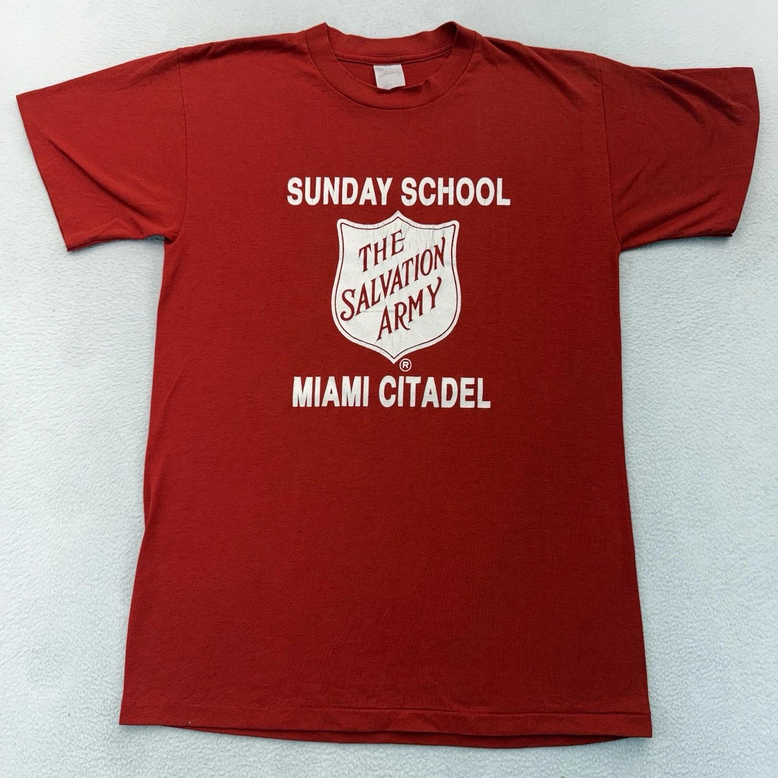 

Vintage Salvation Army Shirt Mens Red Sunday School Miami Services 90s 4XL