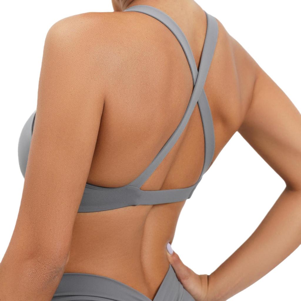 Women's European & American Style Sports Bra: Shockproof Running & Yoga Vest with Chest Pad, Stylish Back Design