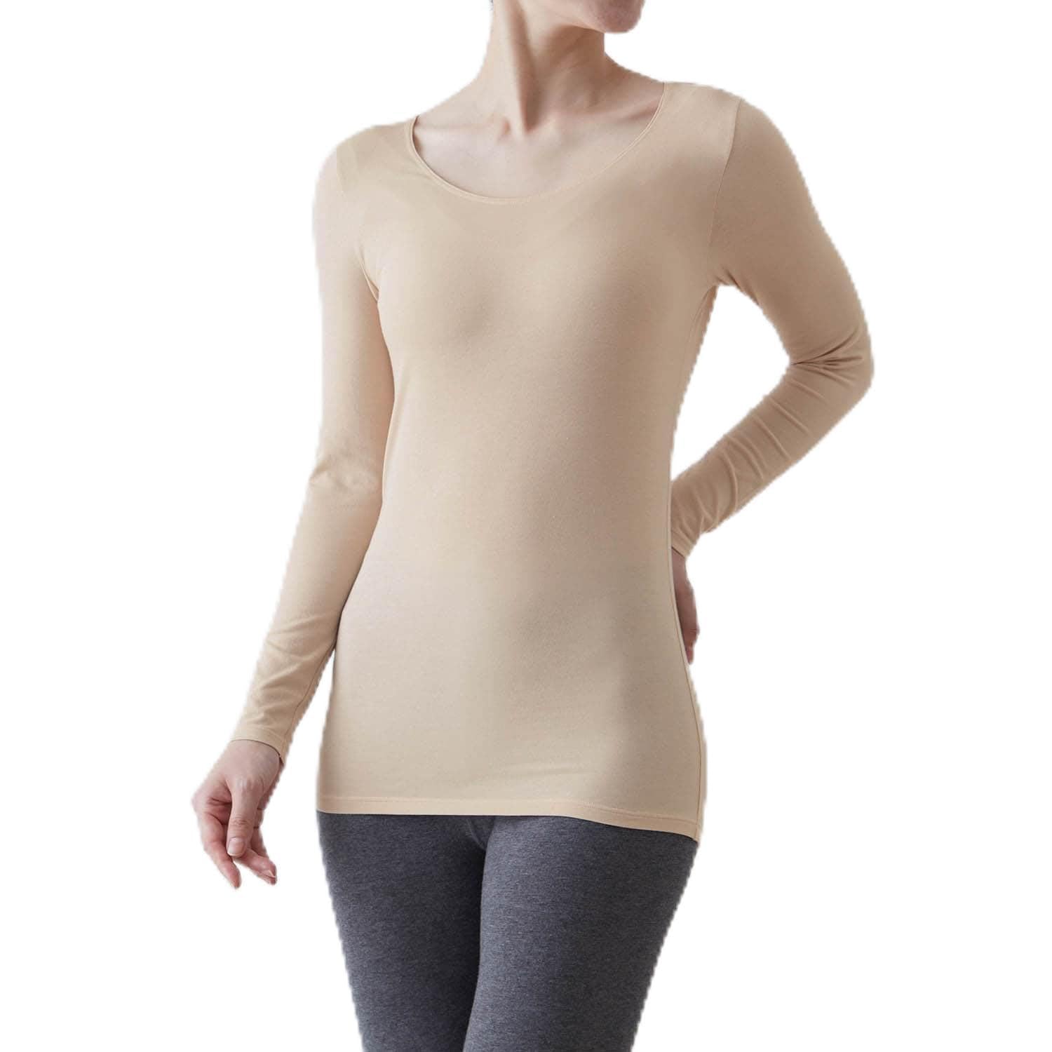 

Belle Maison Хлопковая смесь Теплая внутренняя рубашка с длинным рукавом, Размер S, Женская, Хоткот, Бежевый,