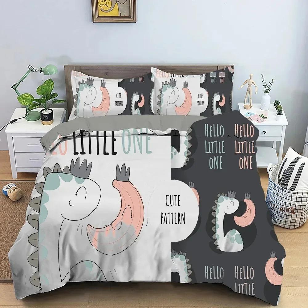 

Duvet Cover Pillowcase Dinosaur Bedding Set Adult Boy Girl Bedroom Decor Kids Single Double Large comforter sets 135x200cm