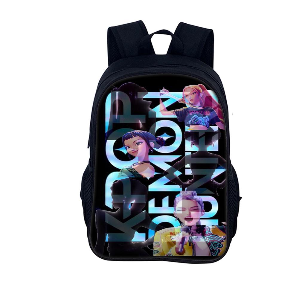 Rucsac cu imprimeu Kpop Huntrix, stil de 16 inch, pentru elevi de școală primară și gimnazială (Grup de fete vrăjitoare)