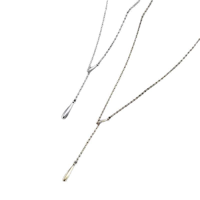 925 Silberplattierte Tropfenkette für Damen, Elegantes Quasten-Choker mit Nischendesign - Modern, High-End-Stil