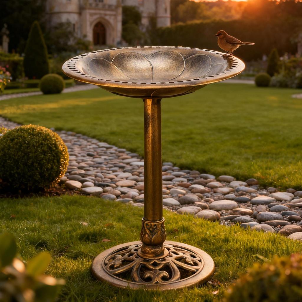 Outdoor Garden Bird Bath Antique Birdbaths Solar Powered for Courtyard Lawn