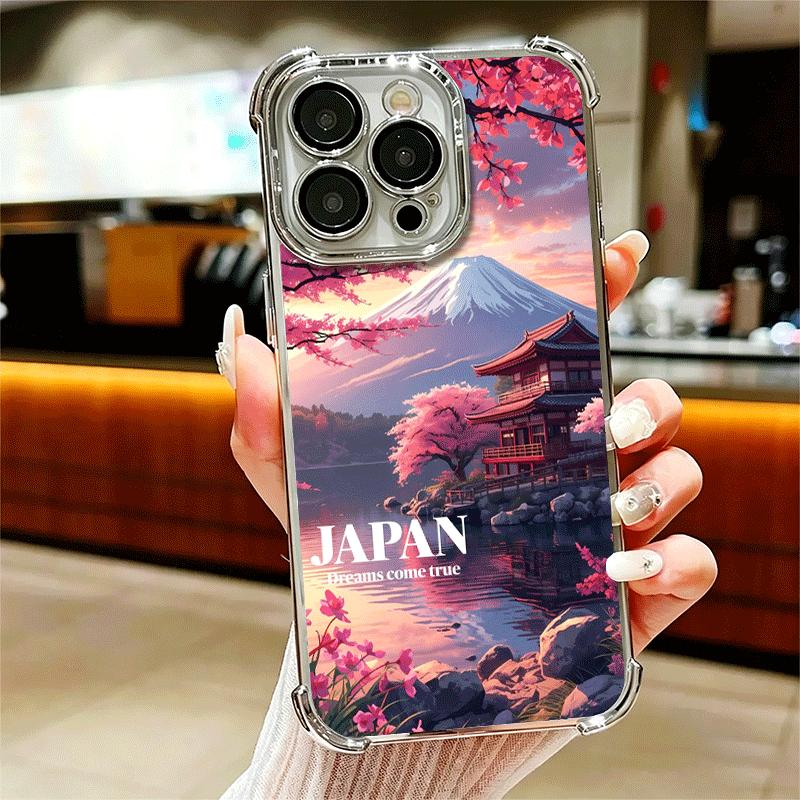 Osaka Tokyo Japan Scenery Plating Phone Case For Iphone 16 17 Pro Max Air 16E 14 15 Plus 12 13 Mini Anti-Fall Airabag Cover