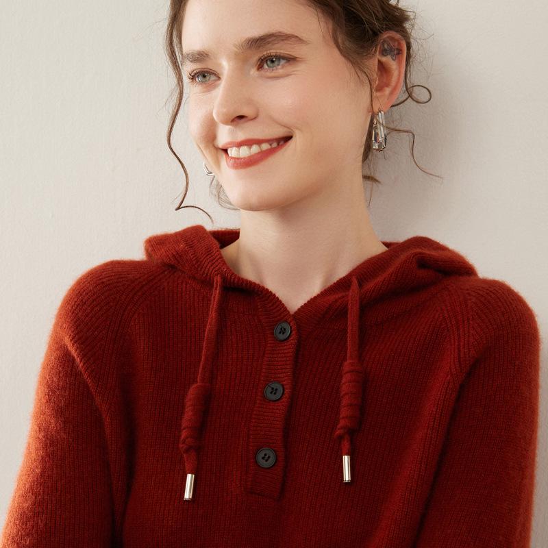 Women's Casual Cashmere Drawstring Sweater - Versatile Knitwear for Autumn and Winter