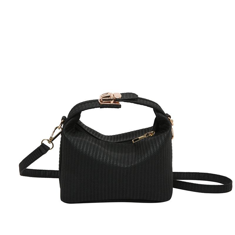 Textured Vertical Stripes Simple 2025 Solid Color New Personality Trend Design Foreign Style Shoulder Crossbody Handbag Women's Bag
