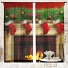 Christmas Stockings Fireplace Curtains Suitable Living Room Bedroom Kitchen Home Decoration Light Blocking Set Of 2 Made Polyester Great Decor