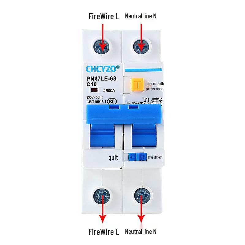 Double-Wire 2P RCD Circuit Breaker for 220V Short Circuit Protection