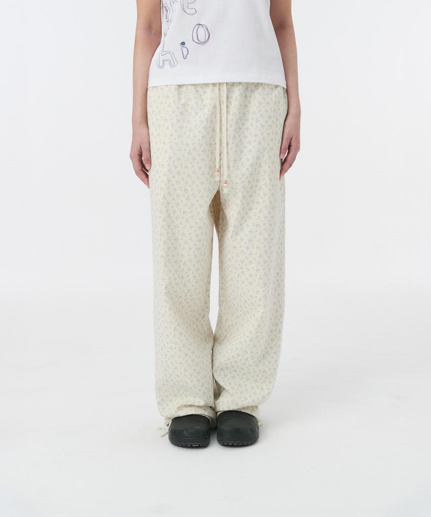 Ohesio Floral Wide Banding Pants, White