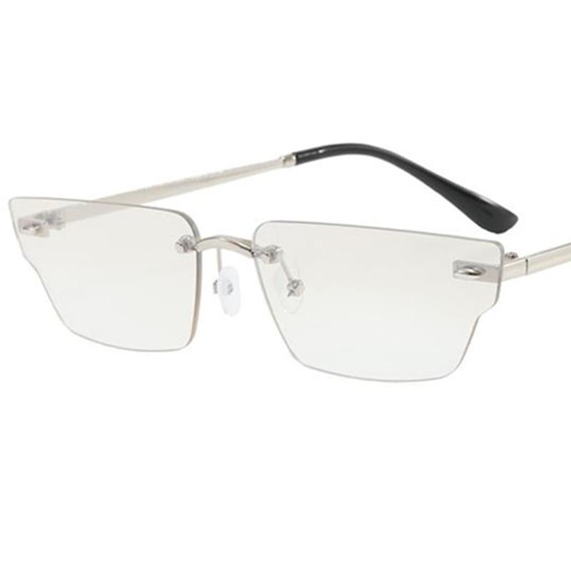 Fashion Sun Glasses Unisex Rimless Anti-UV Spectacles Polygon Eyeglasses Personality Irregular Ornamental Simplity Sunglasses