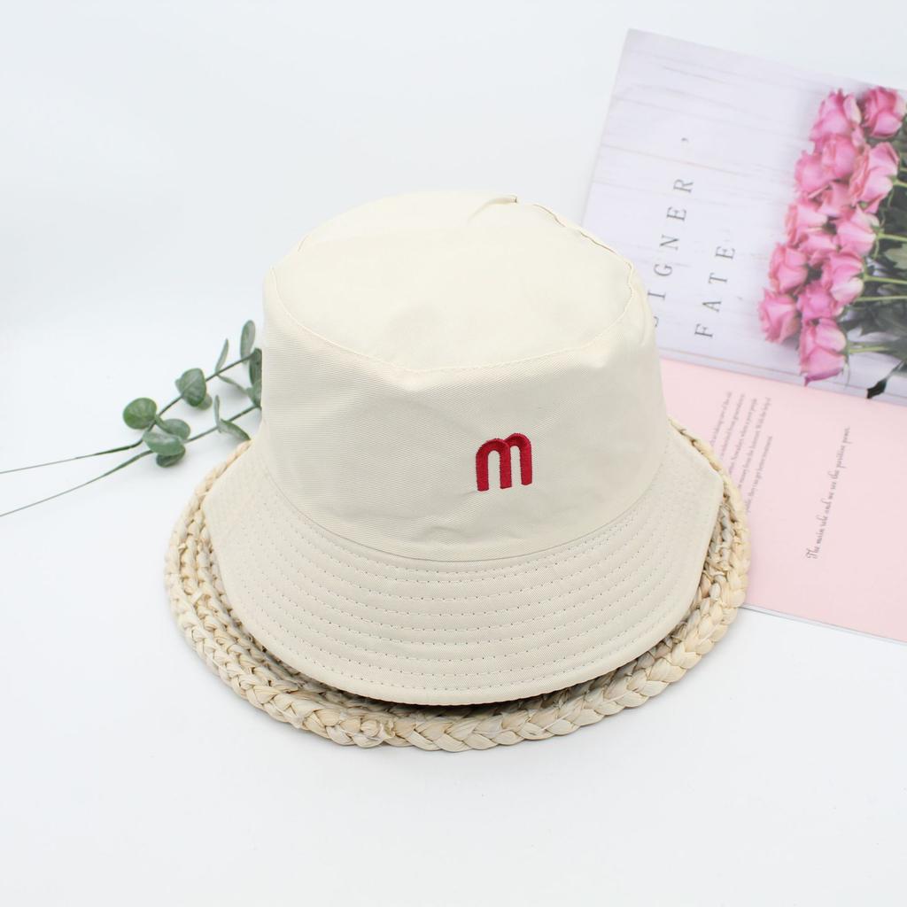 Alphabet Embroidered Bucket Hat Women Sunscreen Visor Outdoor Travel Leisure Double-Sided Can Wear Basin Hat