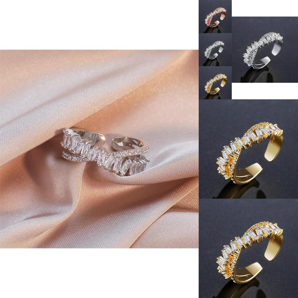 Contemporary Copper Ring With Dazzling Rectangular Zircon And Open Adjustable Design