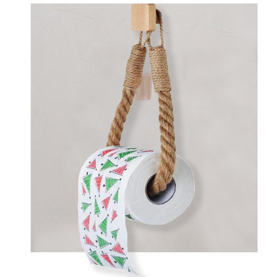 Tissue Roll Holder Rustic Design No Drilling Required Simple Installation Jute Rope Roll Holder Paper Organizer