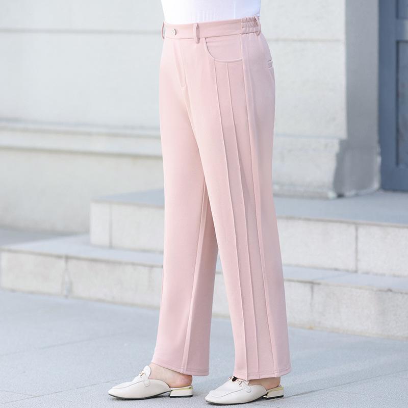 

Весенние и летние брюки большого размера прямого кроя с драпировкой из нитей — повседневные, дышащие, гладкие и стройные 7XL розовый