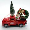 Christmas Farmhouse Truck Decor,Christmas Decorations for Home Holiday Metal Pickup Truck Car Model with Wreath/Tree