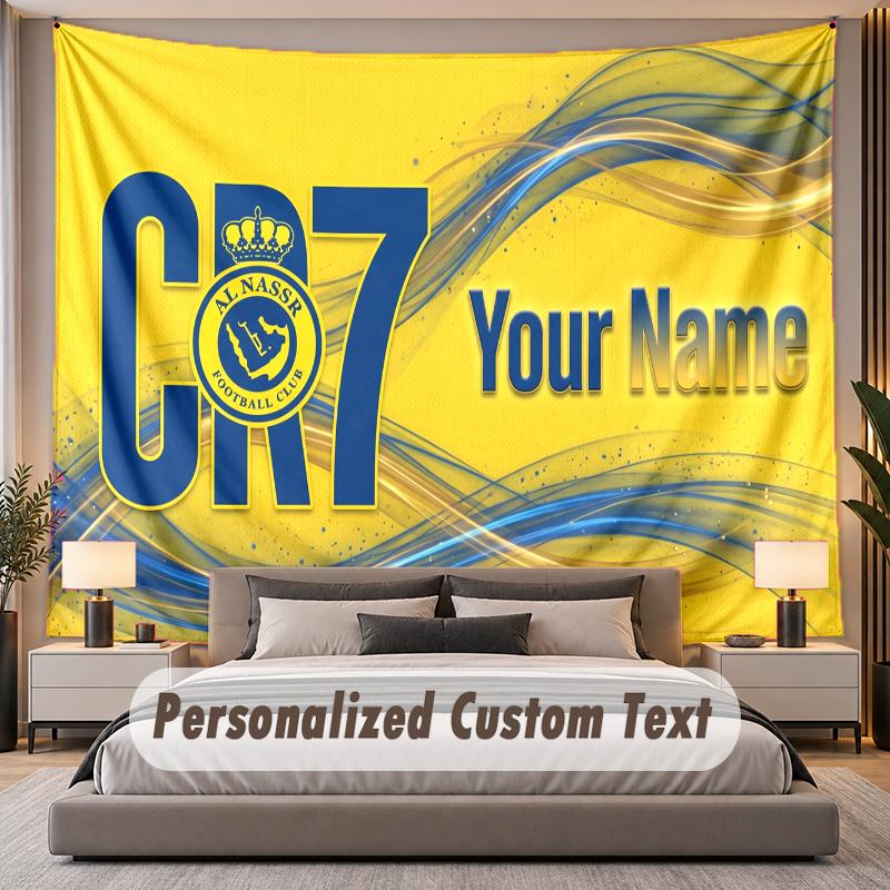Custom Name Text Tapestry Cristiano Ronaldo Personalized Polyester Wall Tapestry For Bedroom And Room