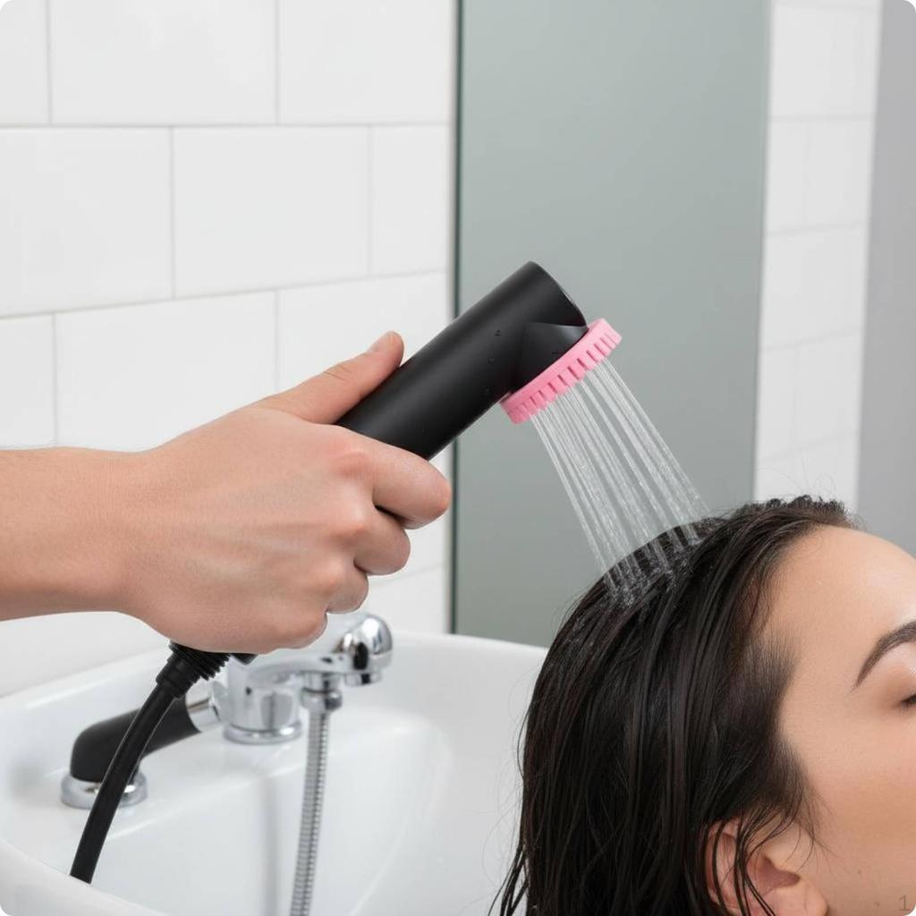 Hair Wash Rinse Attachment MultiSetting Shampoo Sprayer Adjustable Massage Shower Nozzle for Barber