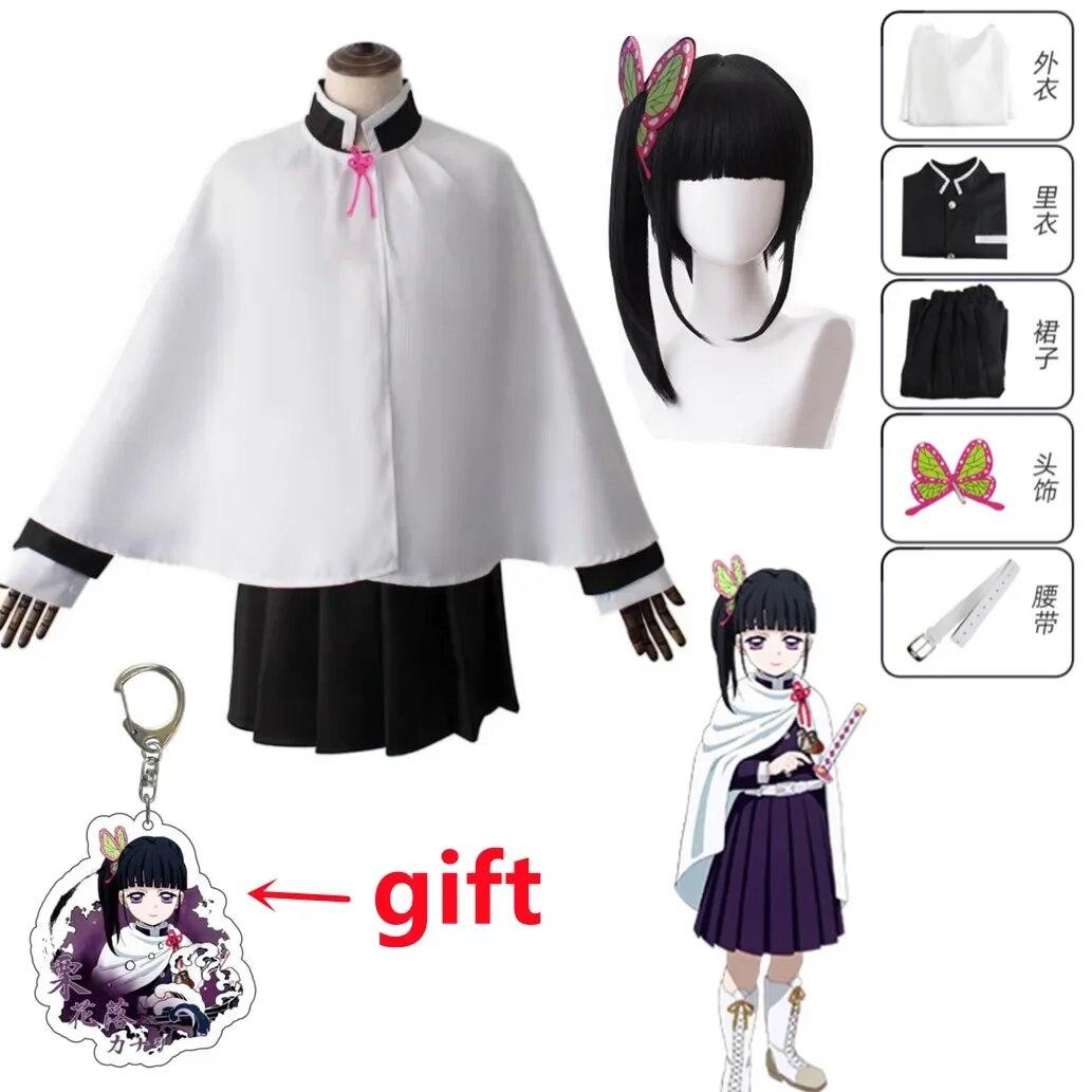 

Аніме Demon Slayer Cosplay Costume Kimetsu no Yaiba Kanao Tsuyuri Kanawo Kimono Outfit Women Halloween XXXL-(Full set+wig)