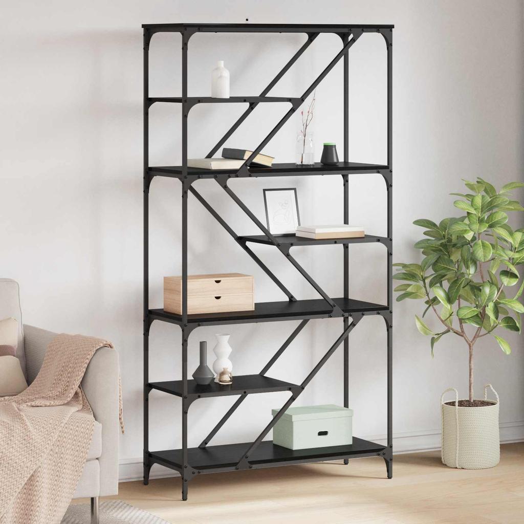 Bookshelf Black Oak Look 91 X 36 X 176 Cm Engineered Wood