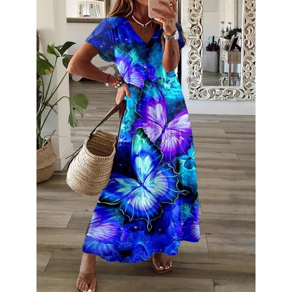 

European and American Fashion V-Neck Women s Dress 5XL