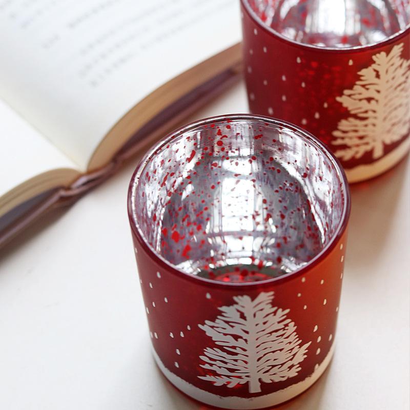 Christmas Empty Glass Jars for Candles Wholesale New Year Candle Jar Red Tealight Candle Holders