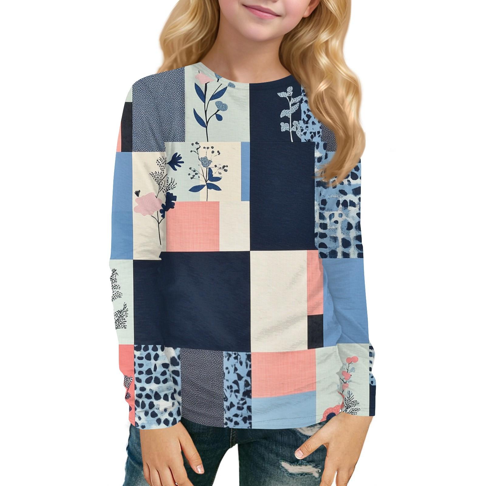 

Детский топ с длинным рукавом, круглым вырезом, с принтом, повседневный 160 небесно-голубой