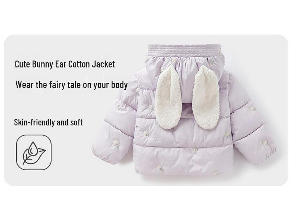 Stilvolle Kapuzen-Baumwolljacke für Mädchen – Warmer gefütterter Mantel für Kinder – Winter 2025