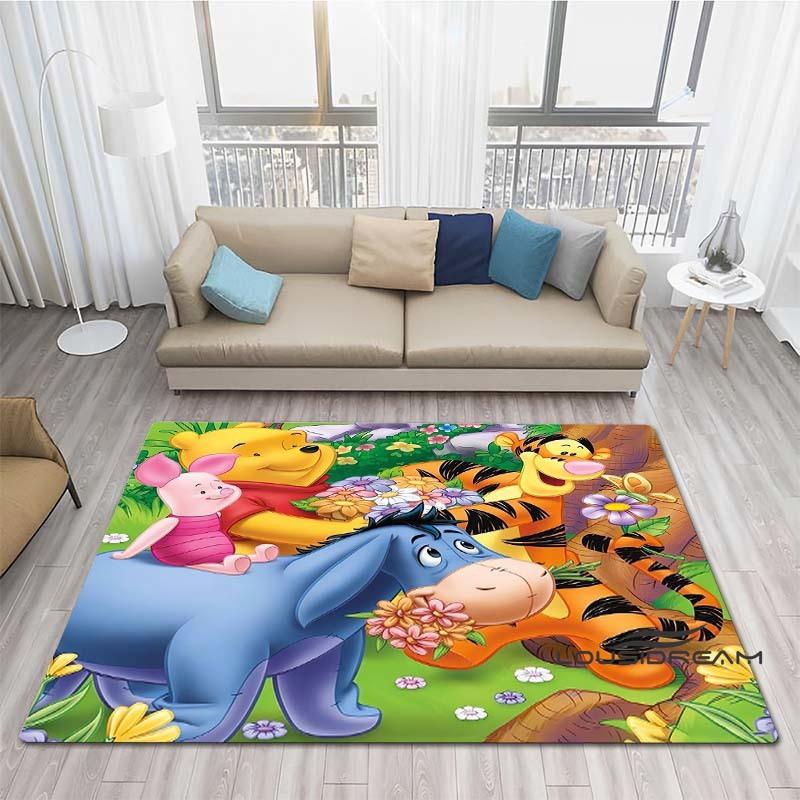 Winnie The Pooh Cartoon Pattern Rug, Bedroom Play Mat, Bedroom Decor Rug, Living Room Rug, Crawling Mat, Gift Rug