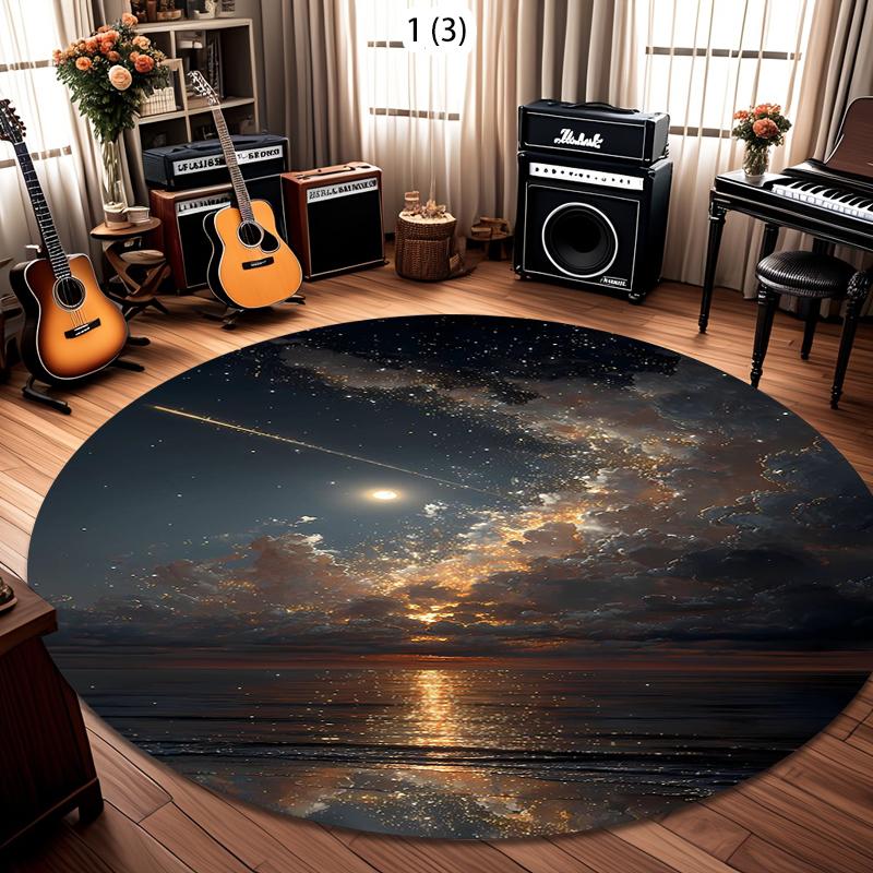 

Sunset Sunset Printed Carpet Illustration Style Decorative Floor Protection Pad Living Room Bedroom Entrance Anti Slip Rug 100cm x 100cm