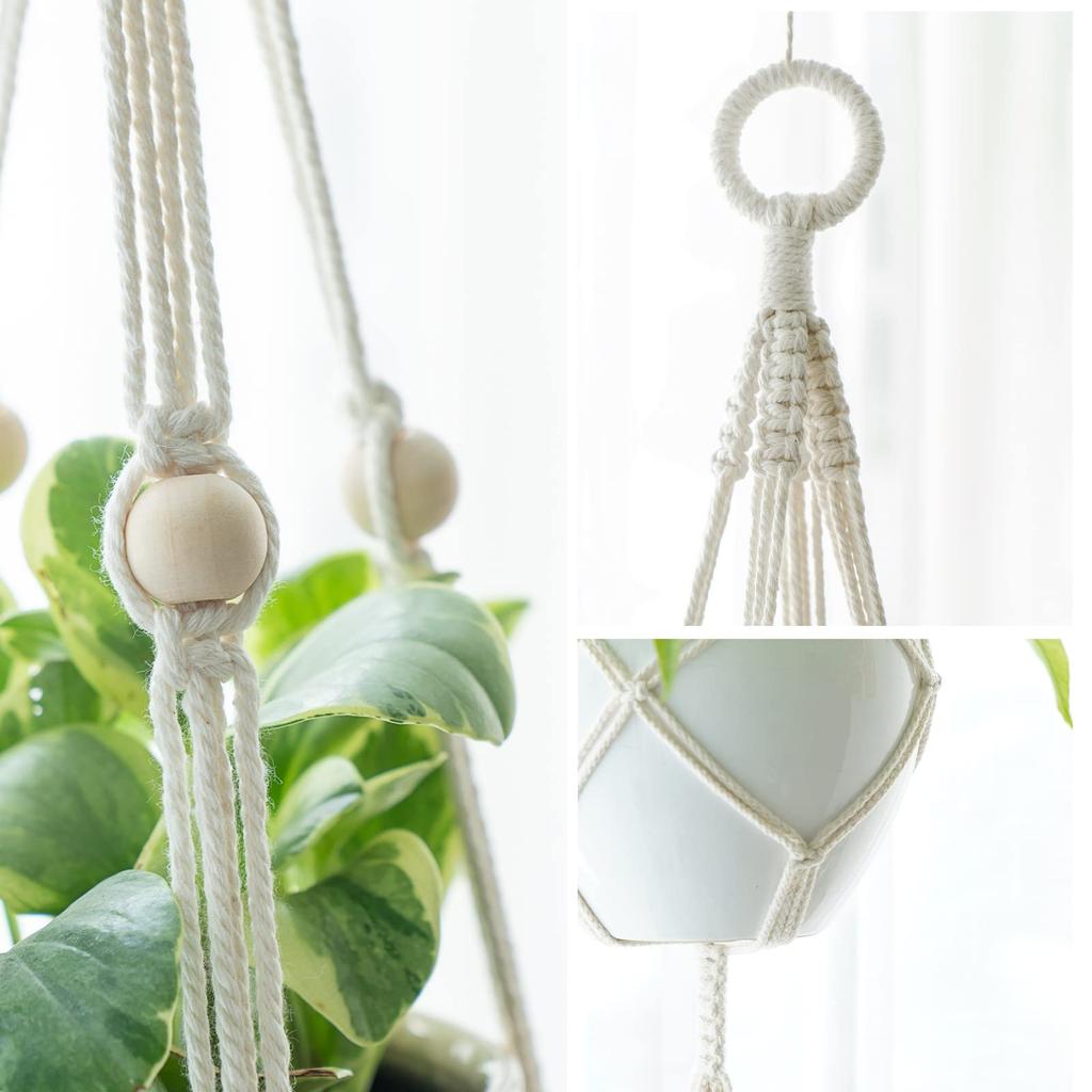 Hanging Plant Handmade Macrame Plant Hanger Flower Pot Planter Hanger Wall Decor Courtyard Garden Hanging Planter Hanging Basket