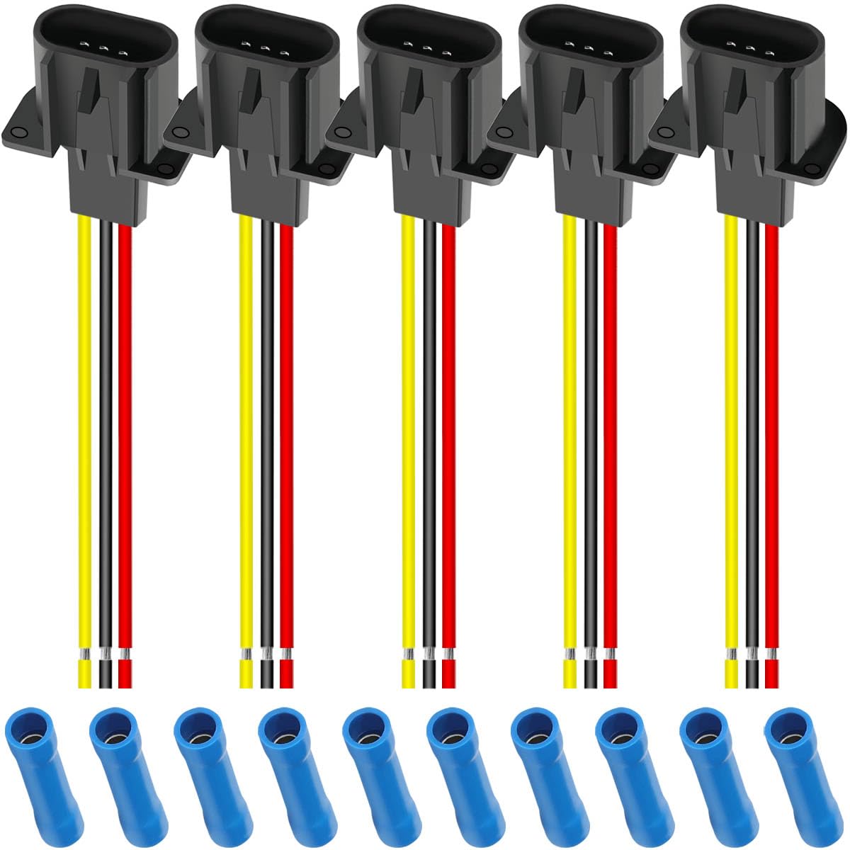 MKBKLLJY 5pcs H13 9008 Male Nylon Adapter Wiring Harness Extension