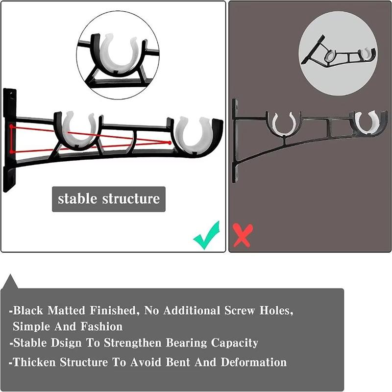 1Pc Double Curtain Rod Brackets Wall Curtain Rod Retainers Bracket Curtain Rod Hooks Aluminum Alloy Curtain Rod Window Hardware