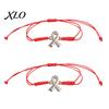 Hand Woven Cord Wristband 2PCS Hand-woven Braided Bracelets with Metal Ribbon Pendant, Adjustable Awareness Durable Bracelet for Daily Wear