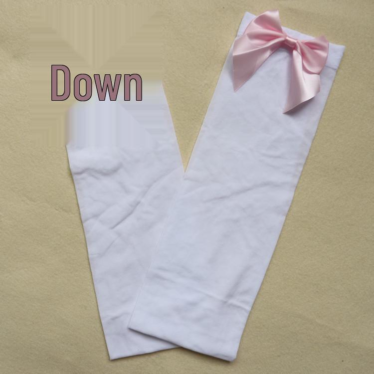 Women's Lace Trim Erotic Silk Thigh-High Stockings with Bow