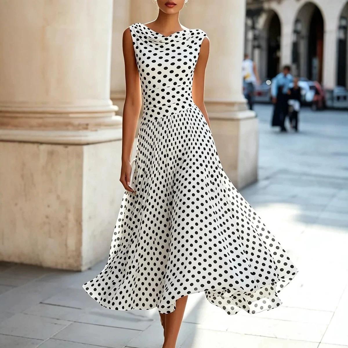 2026 European and American new polka dot French elegant fashion temperament women s dress S