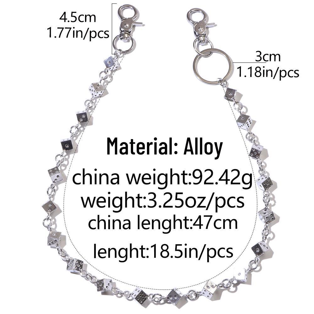 Punk Style Metal Dice Pant Chain – Versatile Hip Hop Rock Waist Accessory for Men and Women