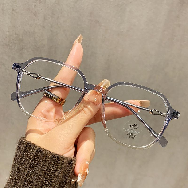 Round Face Glasses For Women With Myopia Can Be Matched With Degrees, Plain Face And White, Cold Brown Eye Frame, Frame.