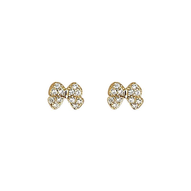 Full Diamond Bow Earrings Small Tie Earrings Temperament Student Earrings Sweet