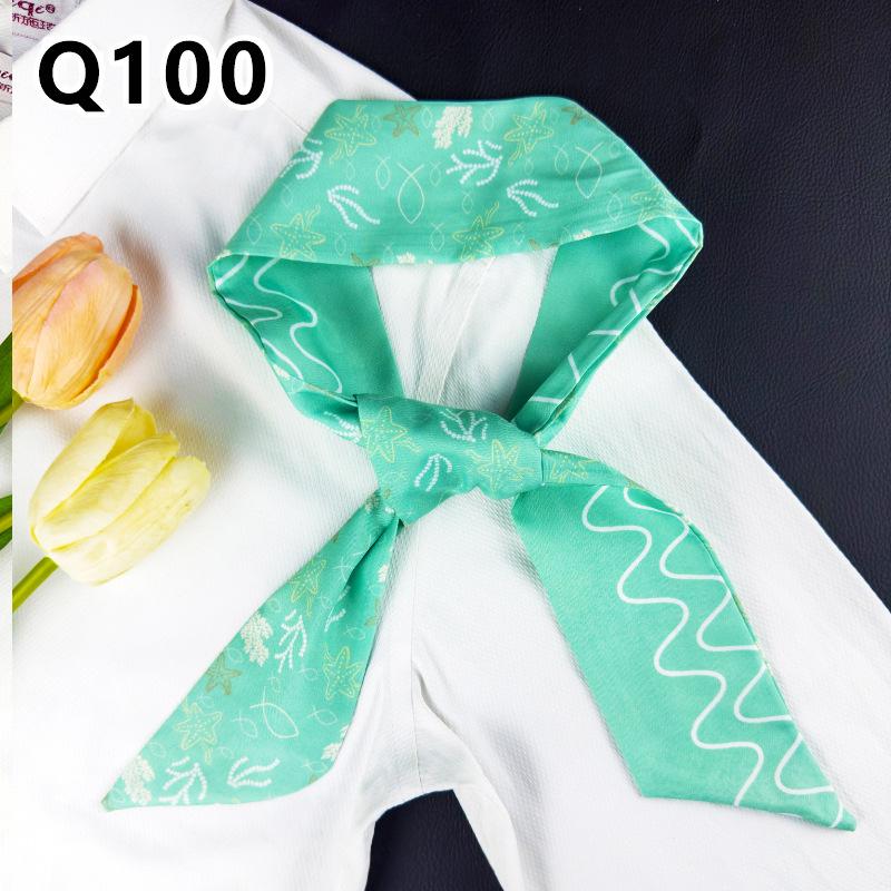 New Long Versatile Silk Scarf Tied Hair Band Bow Letter Floral Streamer Tied Bag Gift Small Silk Scarf