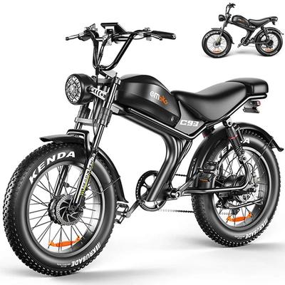 Bicicleta Elétrica Off-Road EMOKO C93 20" Pneus Gordos 1000W, 48V20Ah, 80km Alcance Máximo(PAS), Bicicleta Elétrica de Montanha Shimano 7 Velocidades, Freios a Óleo, Suspensão Total
