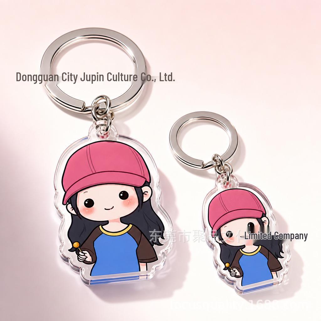 Anime Stars Acrylic Keychain: Customizable Photo & Cartoon Double-Layer Pendant Custom Size