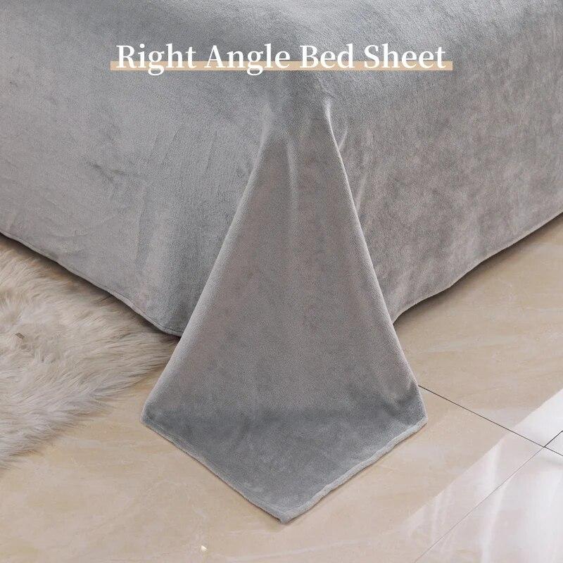 1Pc Winter Thicken Flannel Flat Sheet,Bed Sheet Without Pillowcase Solid Color,Bed Linen For Twin Full Queen Size