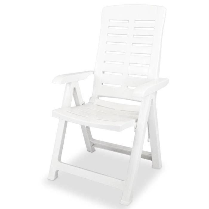 VidaXL 2 pcs Chaises inclinables de jardin Plastique Blanc