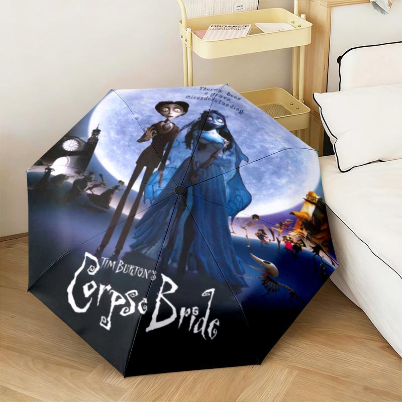 1PC Corpse Bride Moonlit Romance Automatic Umbrella - Suitable Travel Outdoor Portable Umbrella Birthday Gift Daily Essentials