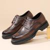 2025 Autumn New Leather Men's Shoes Brock Dress Leather Shoes Brown British Style Heightening Business Leather Shoes Men