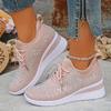 Lace Up Women'S Casual Height Increasing Sports Shoes, Low Cut Sports Fashion Style Daily Commuting Comfortable Shoes