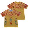 Women's Ethnic Floral Embroidered Style Short Sleeve T-shirts Summer Round Neck 3D Print Tops Fashionable Casual Tops