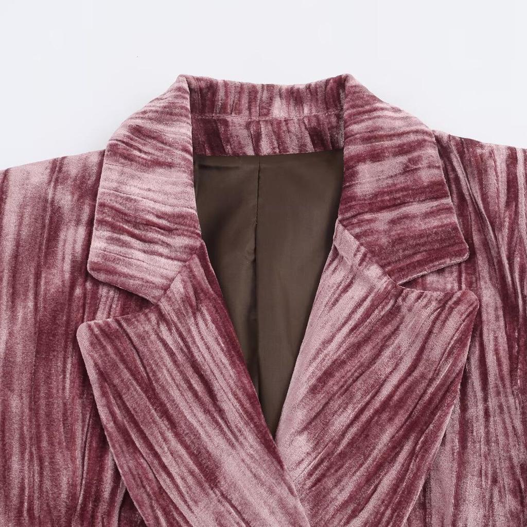 Women's Velvet Suit: 2025 European & American Style Jacket with Wide-Leg Pants